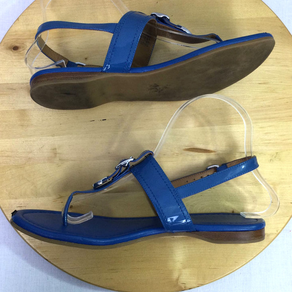 Coach Cassidy Women's Patent Leather T-Strap Buckle Open Toe Blue Sandal 7B - Picture 10 of 12